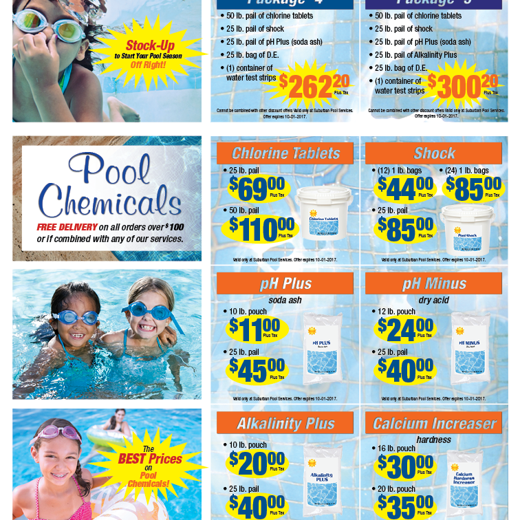 Trifold example for pool products for sale