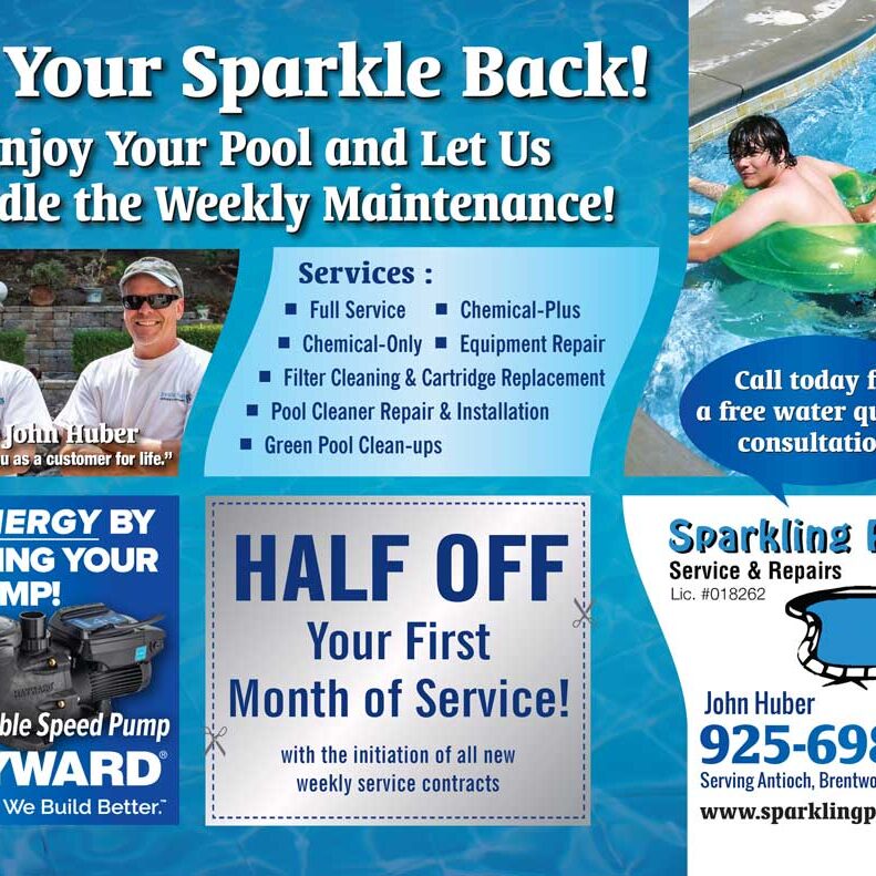 Sparking Pools Service and Repairs post card sample